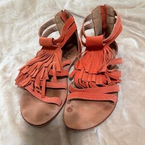 Diba Orange Fringe Suede Sandals 8 Stitch Fix Backyard BBQ
